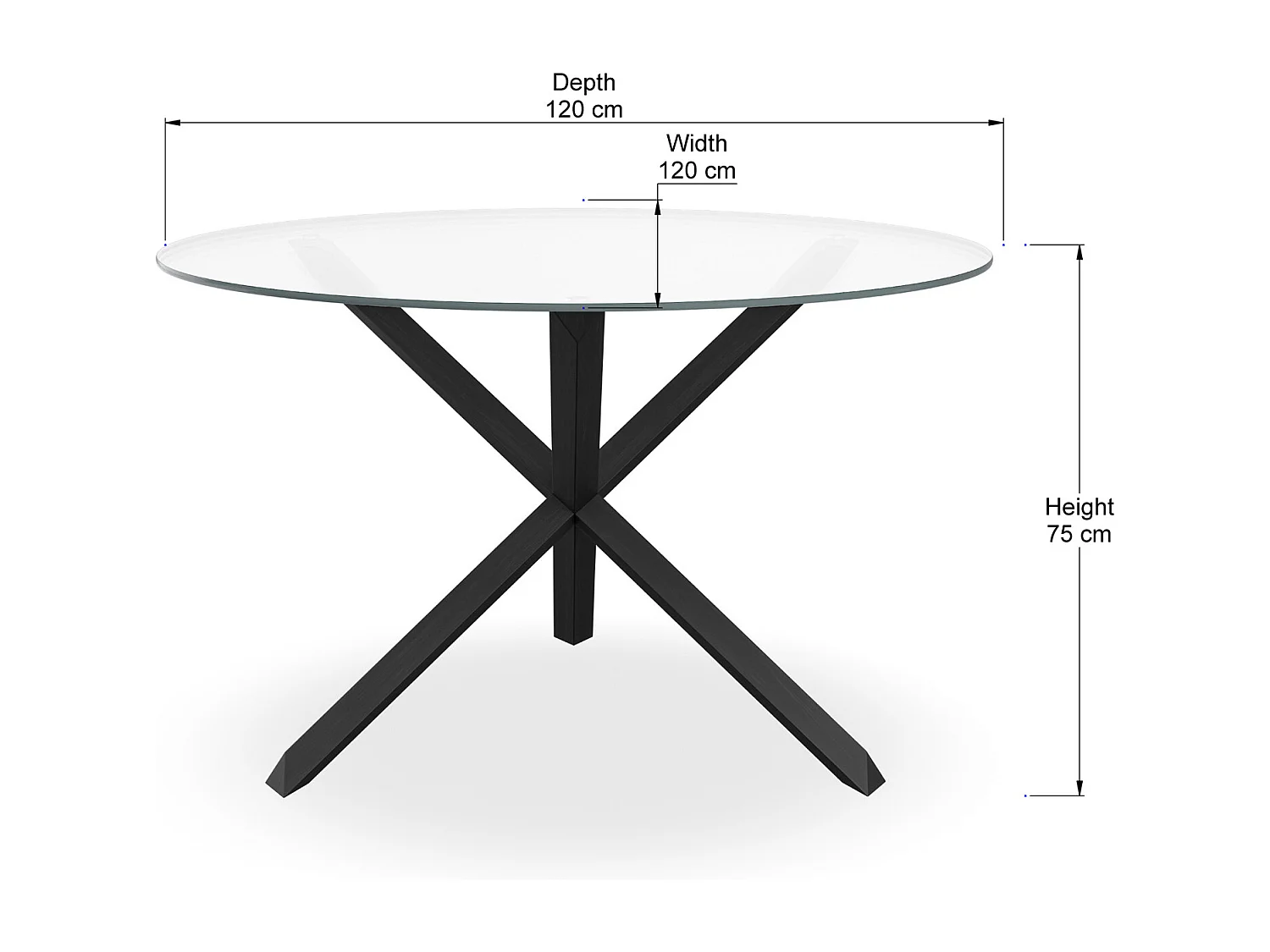 Malvern Round Dining Table 4-6 Seater w Solid Black Oak Legs