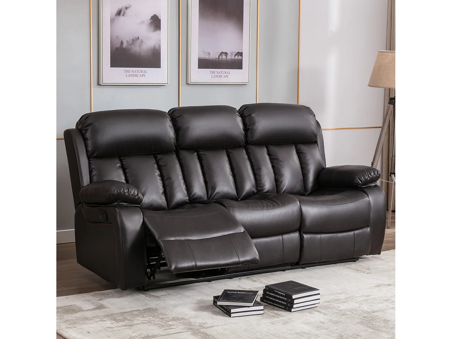 Chester 3 Seater Manual High Back Bonded Leather Recliner Sofa