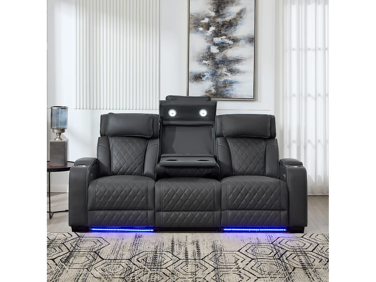 Capri Electric Recliner 3 Seater Sofa - Drinks Tray, Wireless Charging