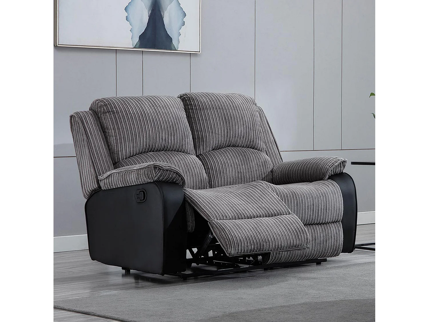 Postana 2 Seater Manual High Back Jumbo Cord Fabric Recliner Sofa