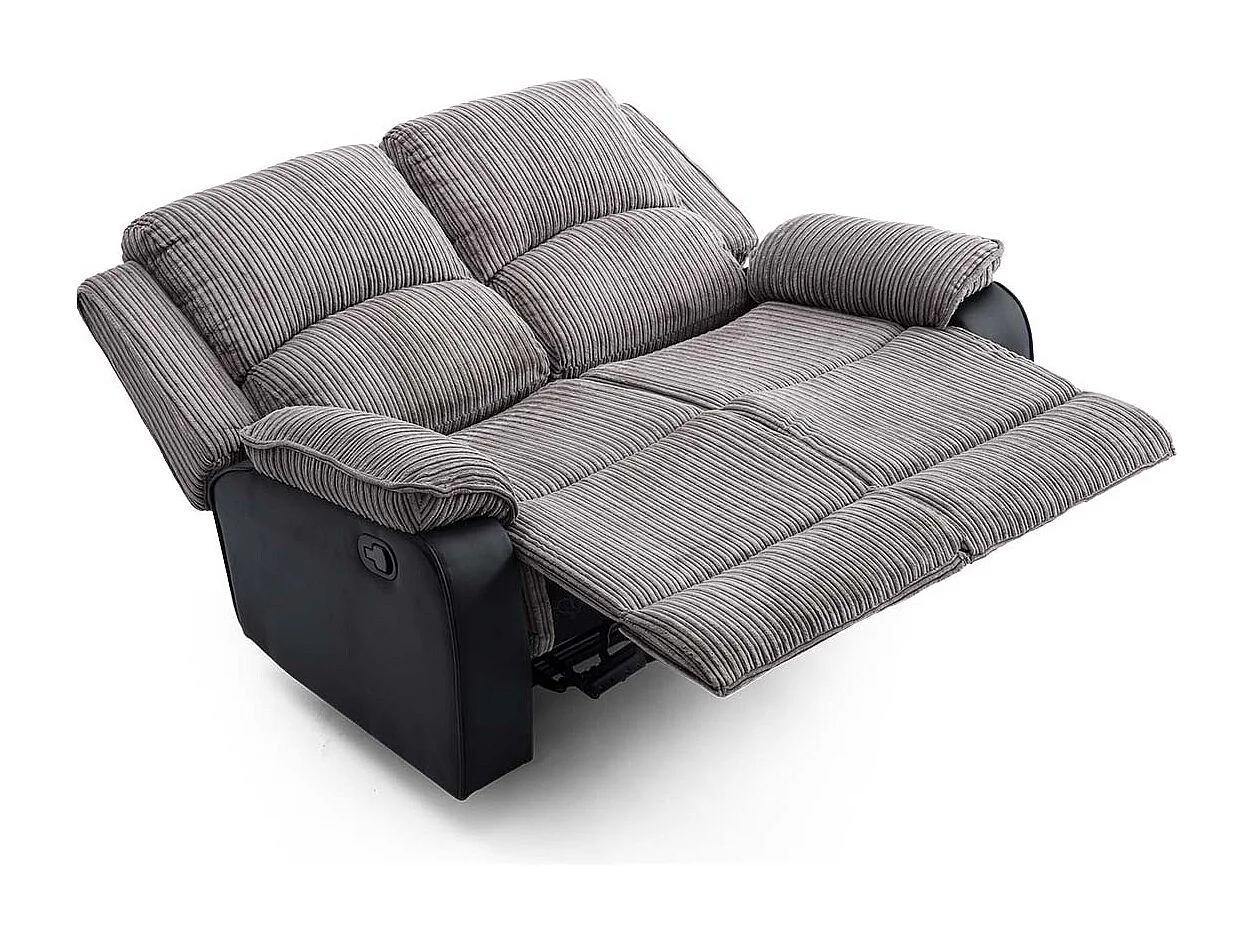 Postana 2 Seater Manual High Back Jumbo Cord Fabric Recliner Sofa