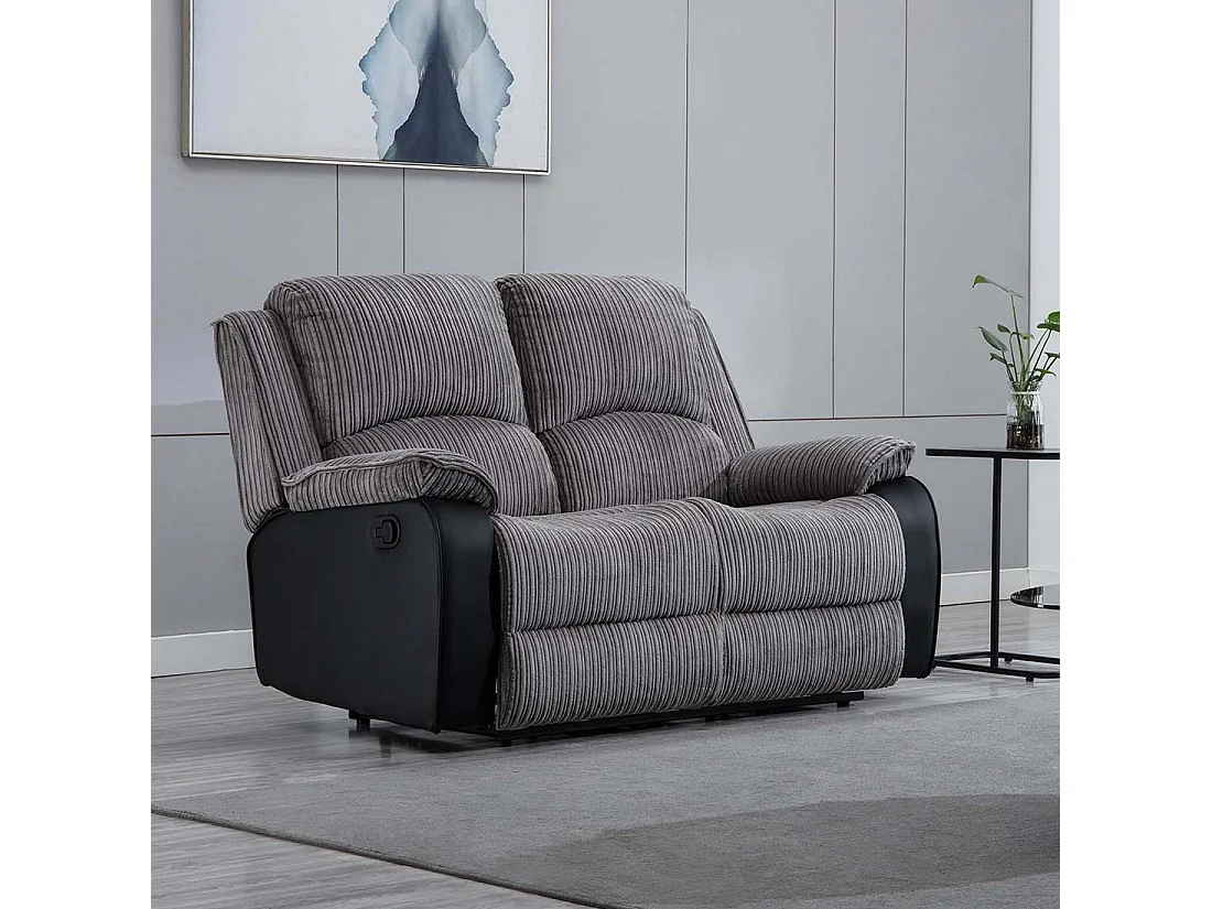 Postana 2 Seater Manual High Back Jumbo Cord Fabric Recliner Sofa
