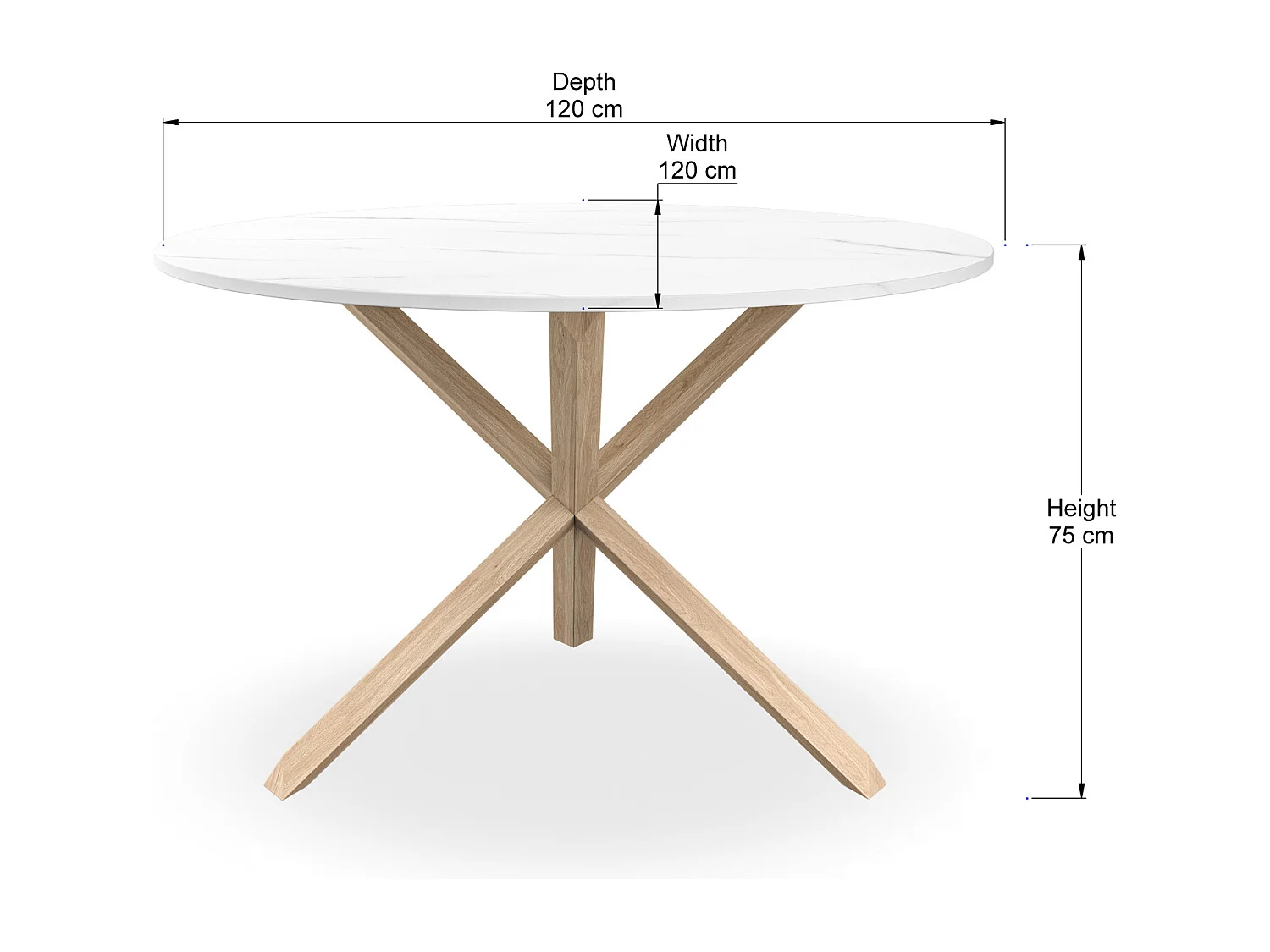 Malvern Round Dining Table 4-6 Seater w Solid Oak Legs