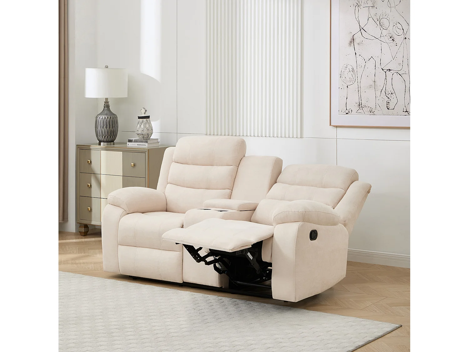 Boston 2 Seater Manual Recliner Sofa w Drinks Console