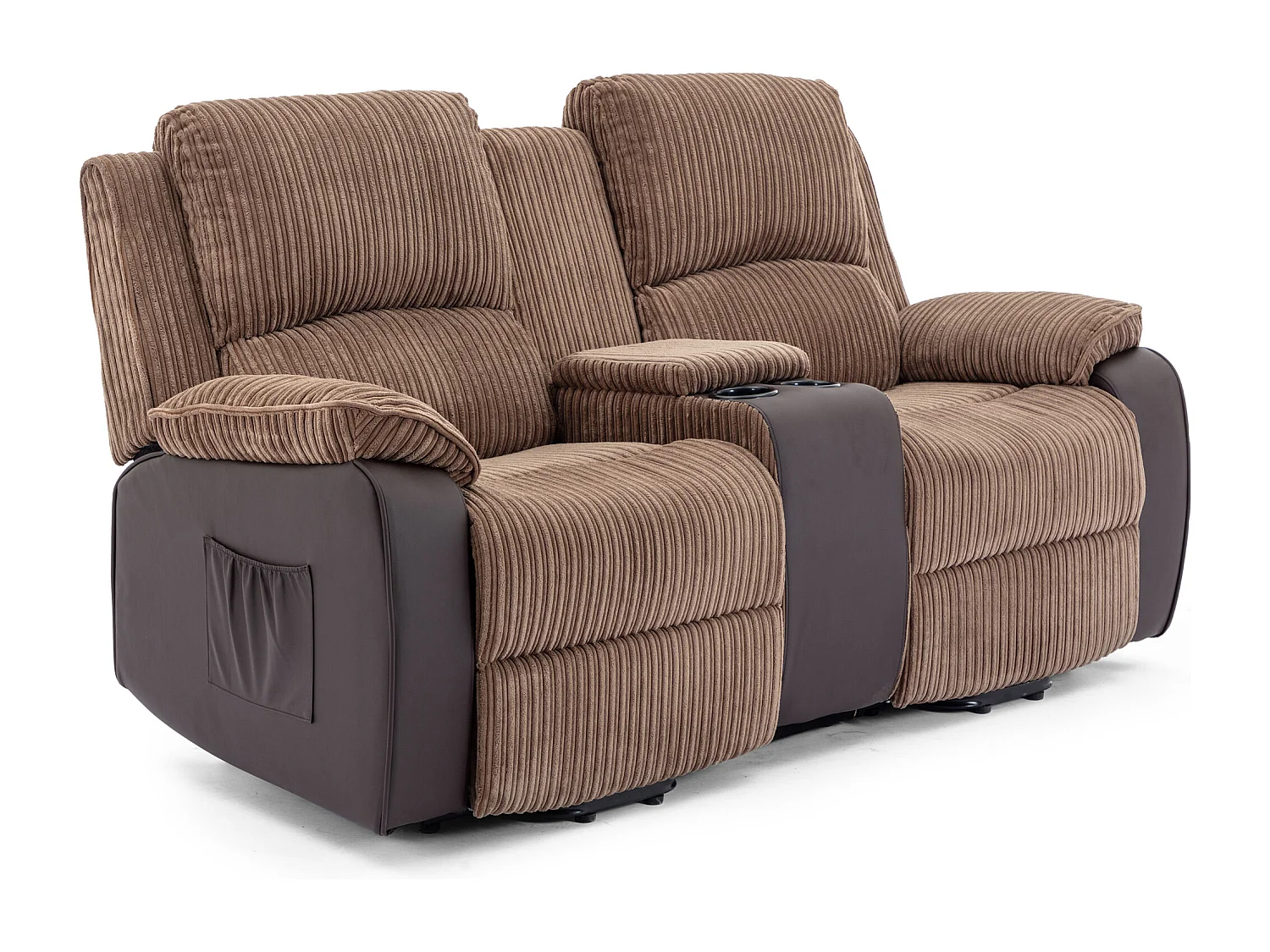 Postana Dual Motor Rise Recliner 2 Seater Cord Drinks Console Sofa