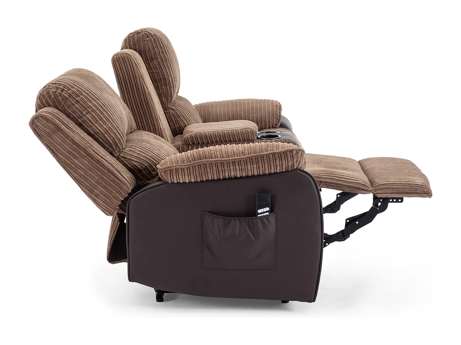 Postana Dual Motor Rise Recliner 2 Seater Cord Drinks Console Sofa