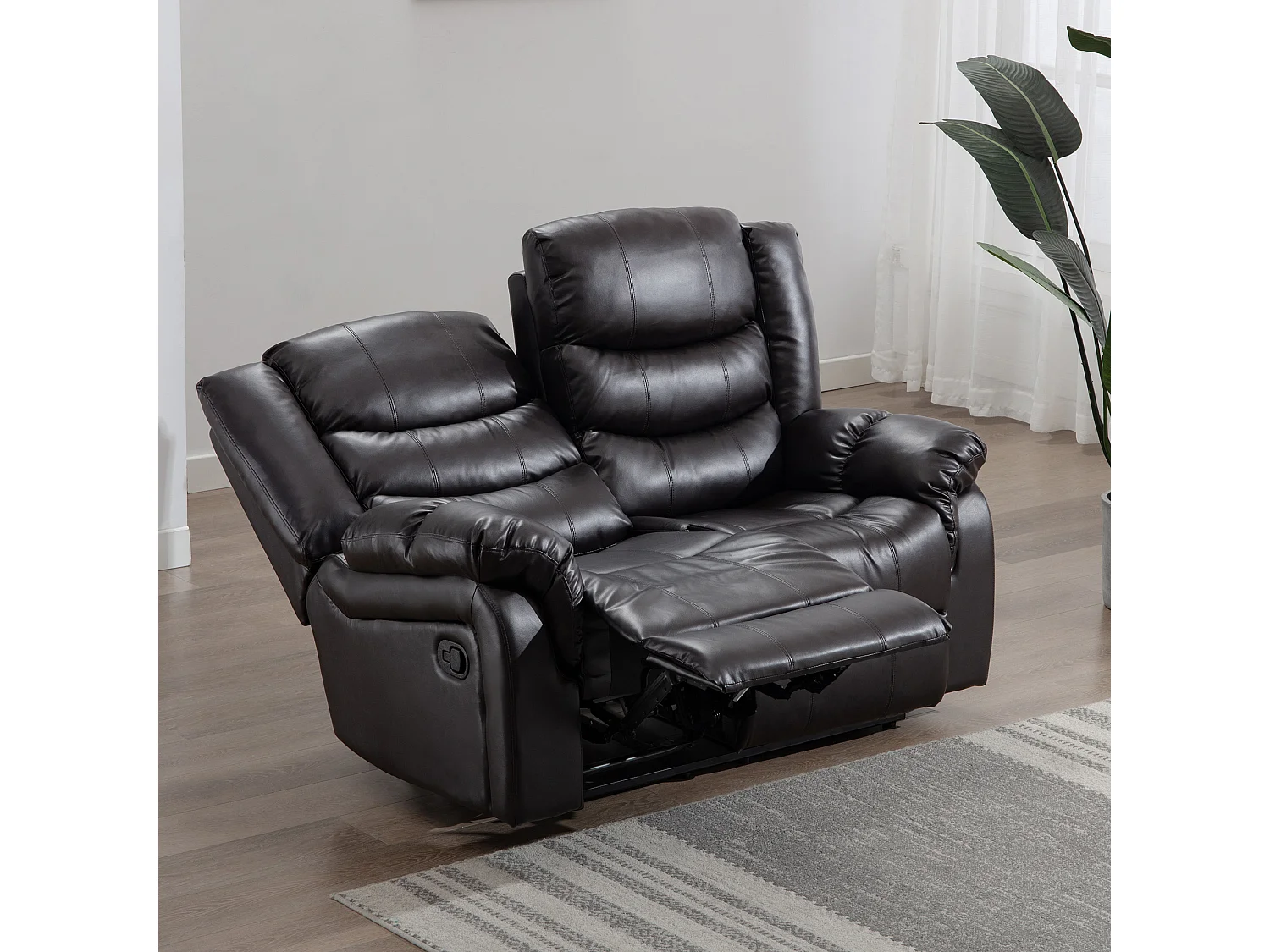 Seattle 2 Seater Manual High Back Bonded Leather Recliner Sofa
