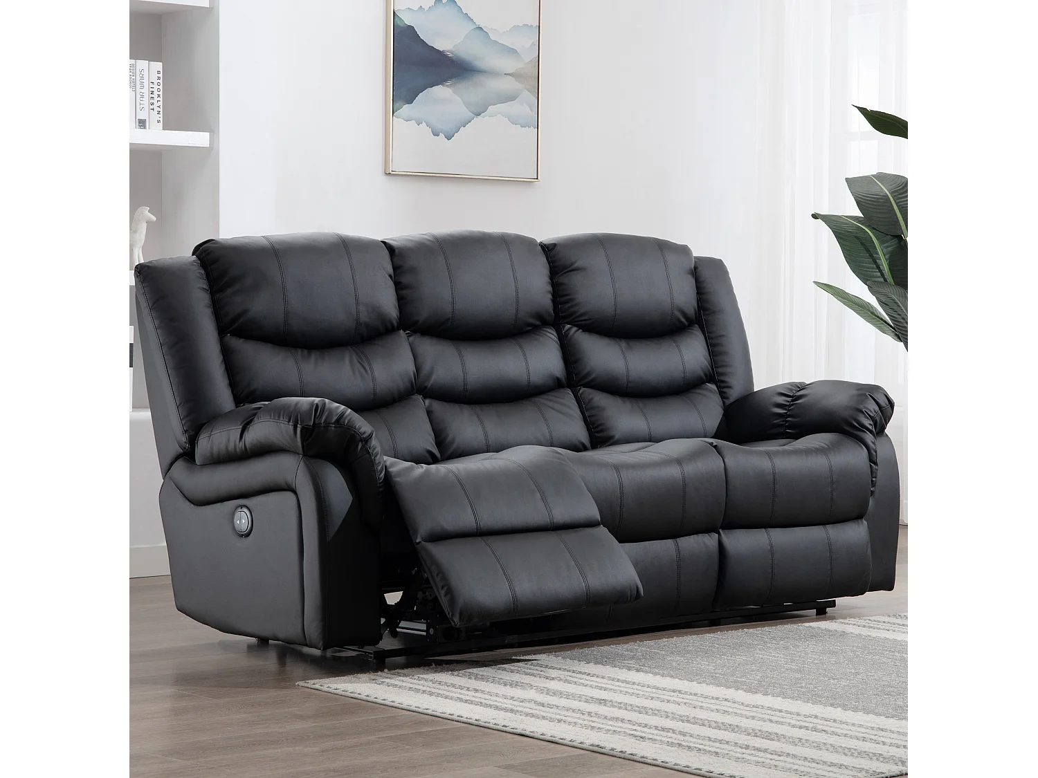 Seattle 3 Seater Electric High Back Bonded Leather Recliner Sofa