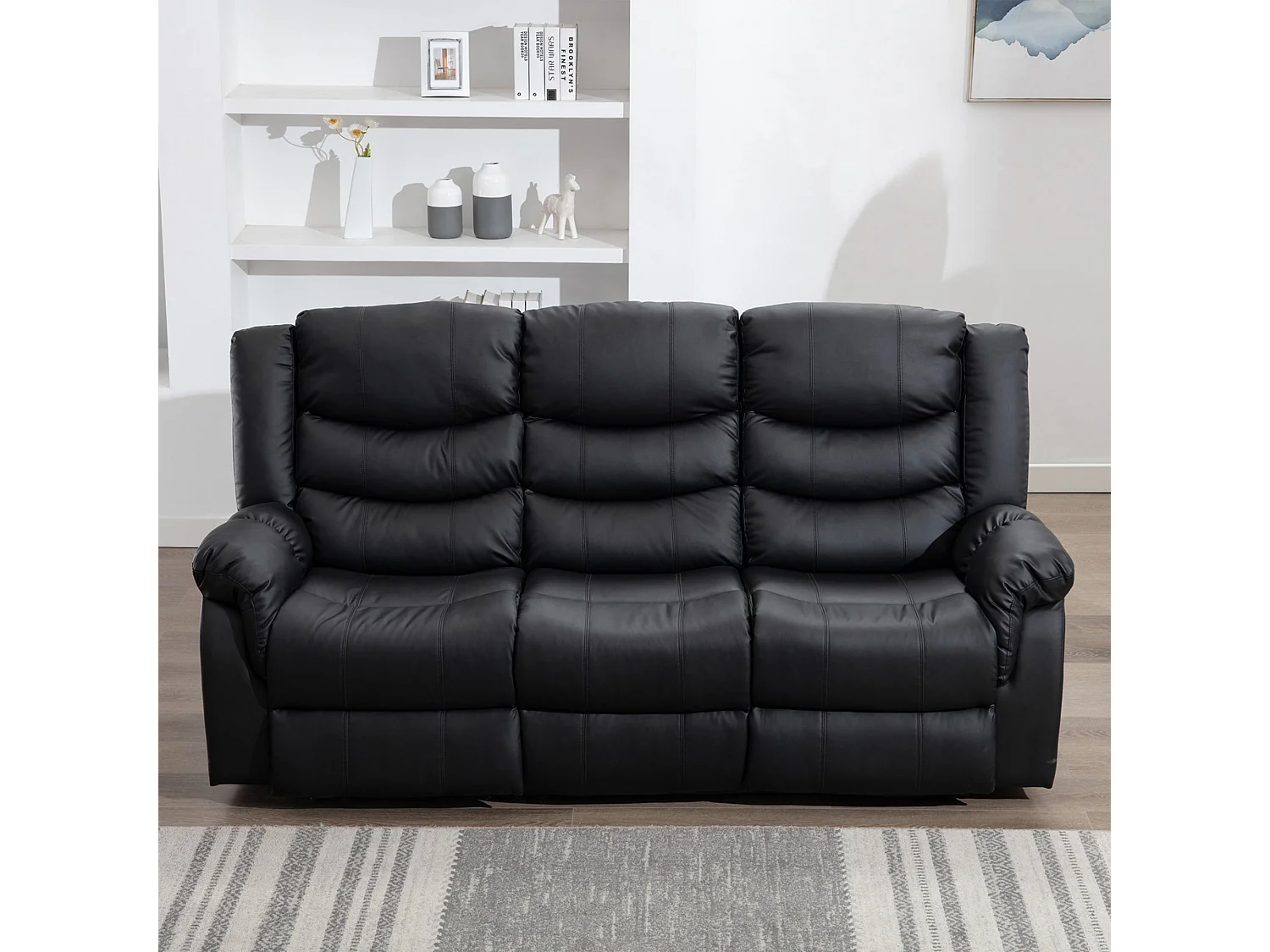 Seattle 3 Seater Electric High Back Bonded Leather Recliner Sofa