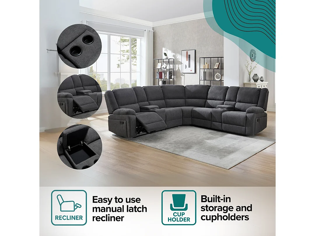 Praga Corner Fabric Recliner Sofa