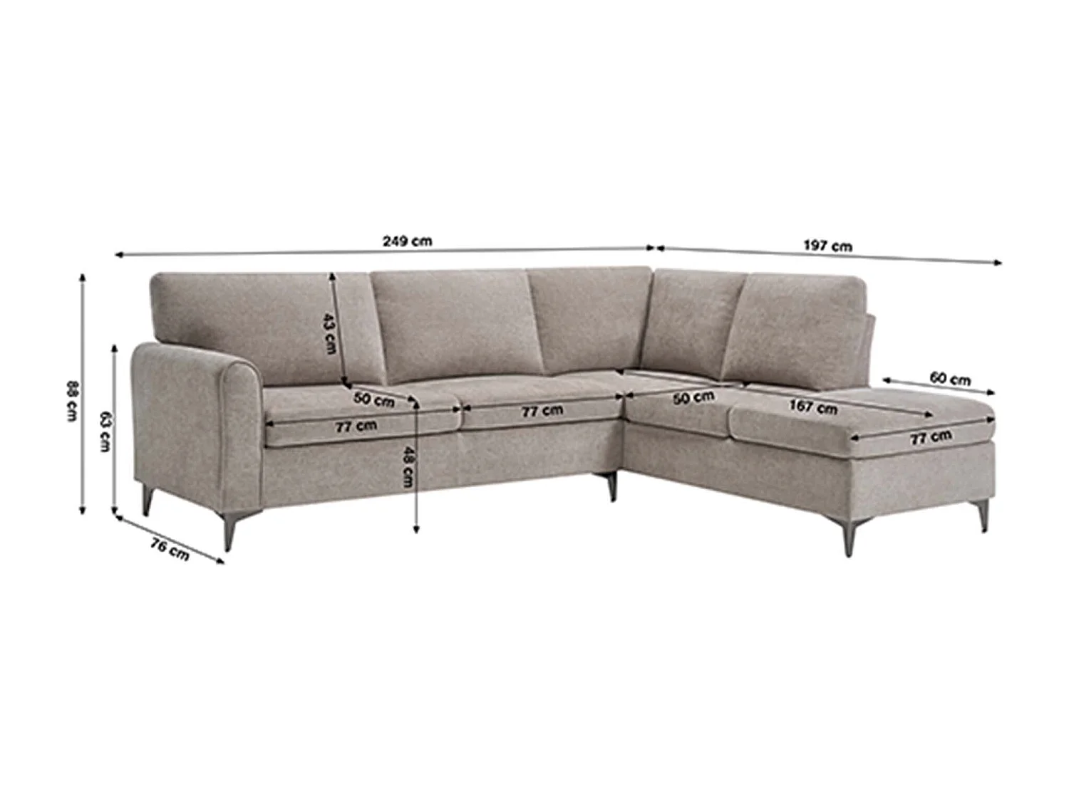 Roma 4 Seater Fabric Corner Sofa