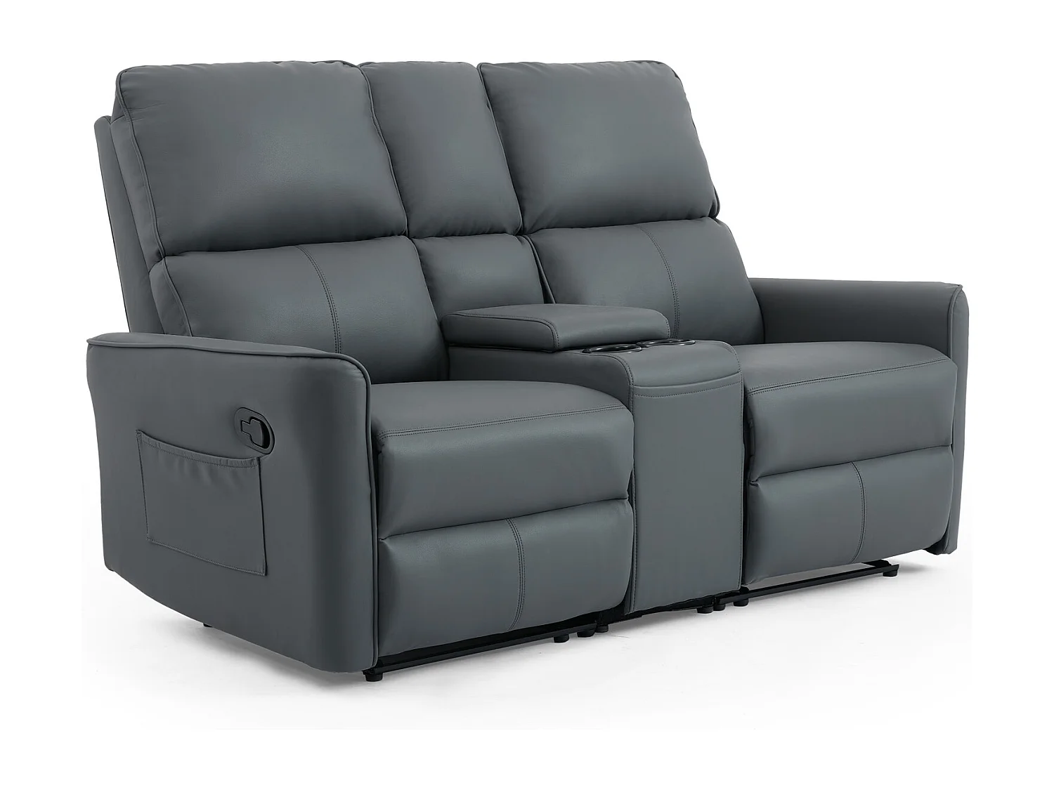 Madrid 2 Seater W Console Manual Air Leather Recliner Sofa