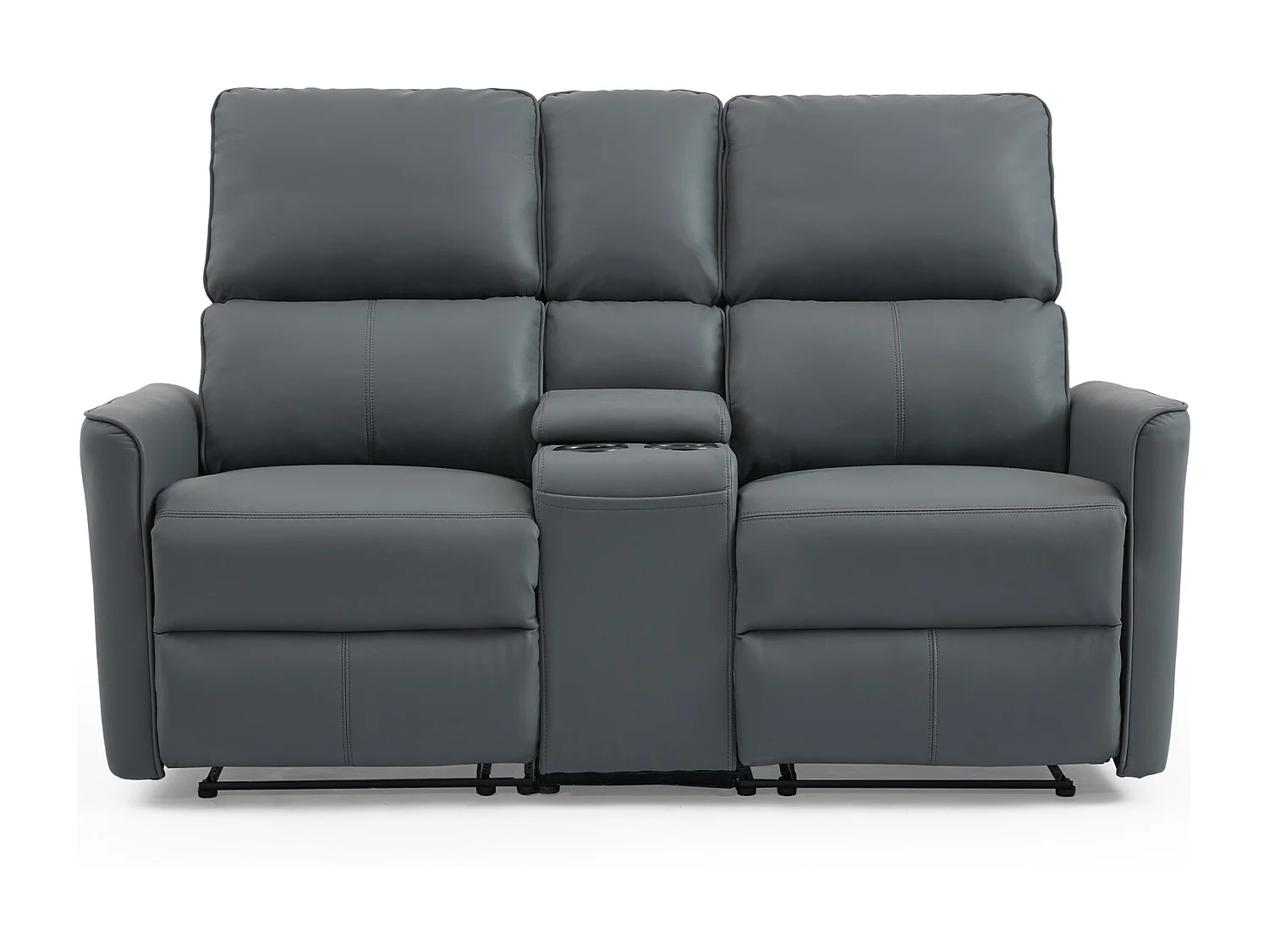 Madrid 2 Seater W Console Manual Air Leather Recliner Sofa