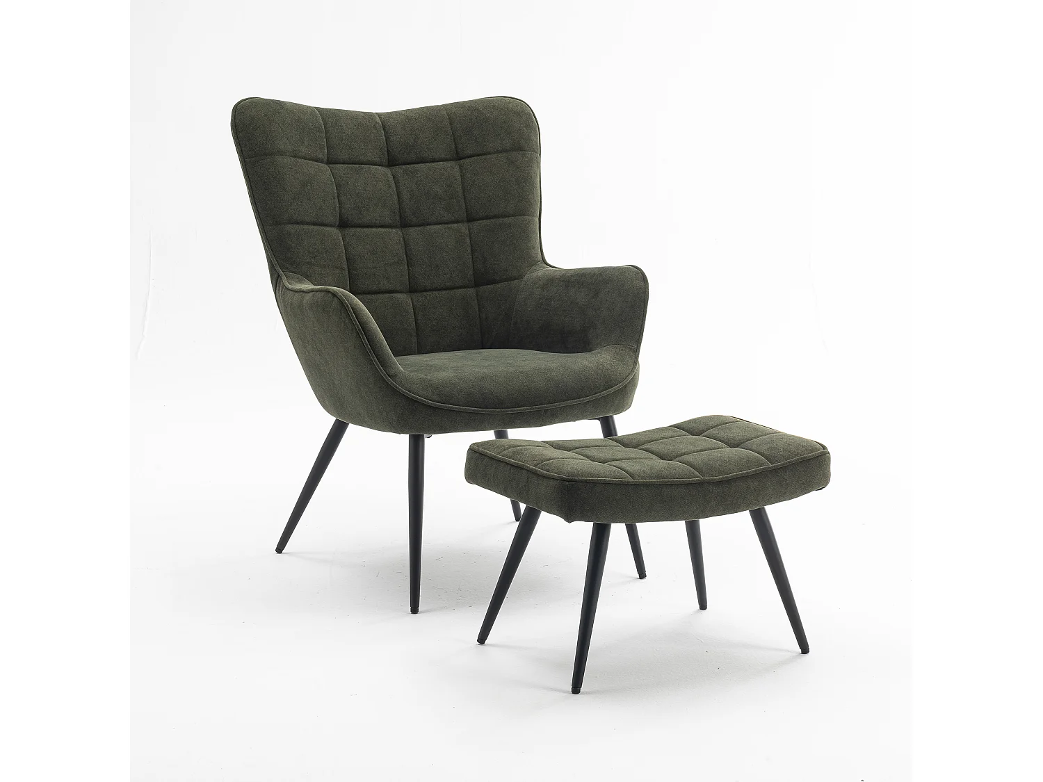 Vera Velvet Occasional Living Room Modern Accent Chair with Footstool