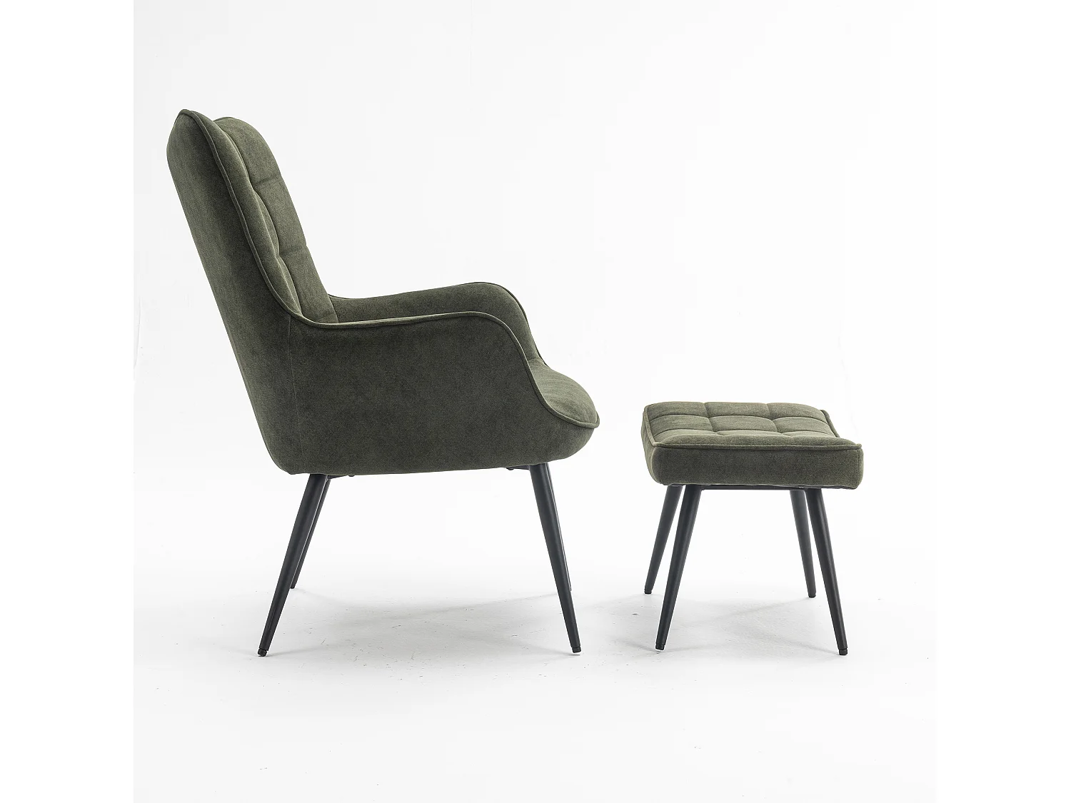 Vera Velvet Occasional Living Room Modern Accent Chair with Footstool