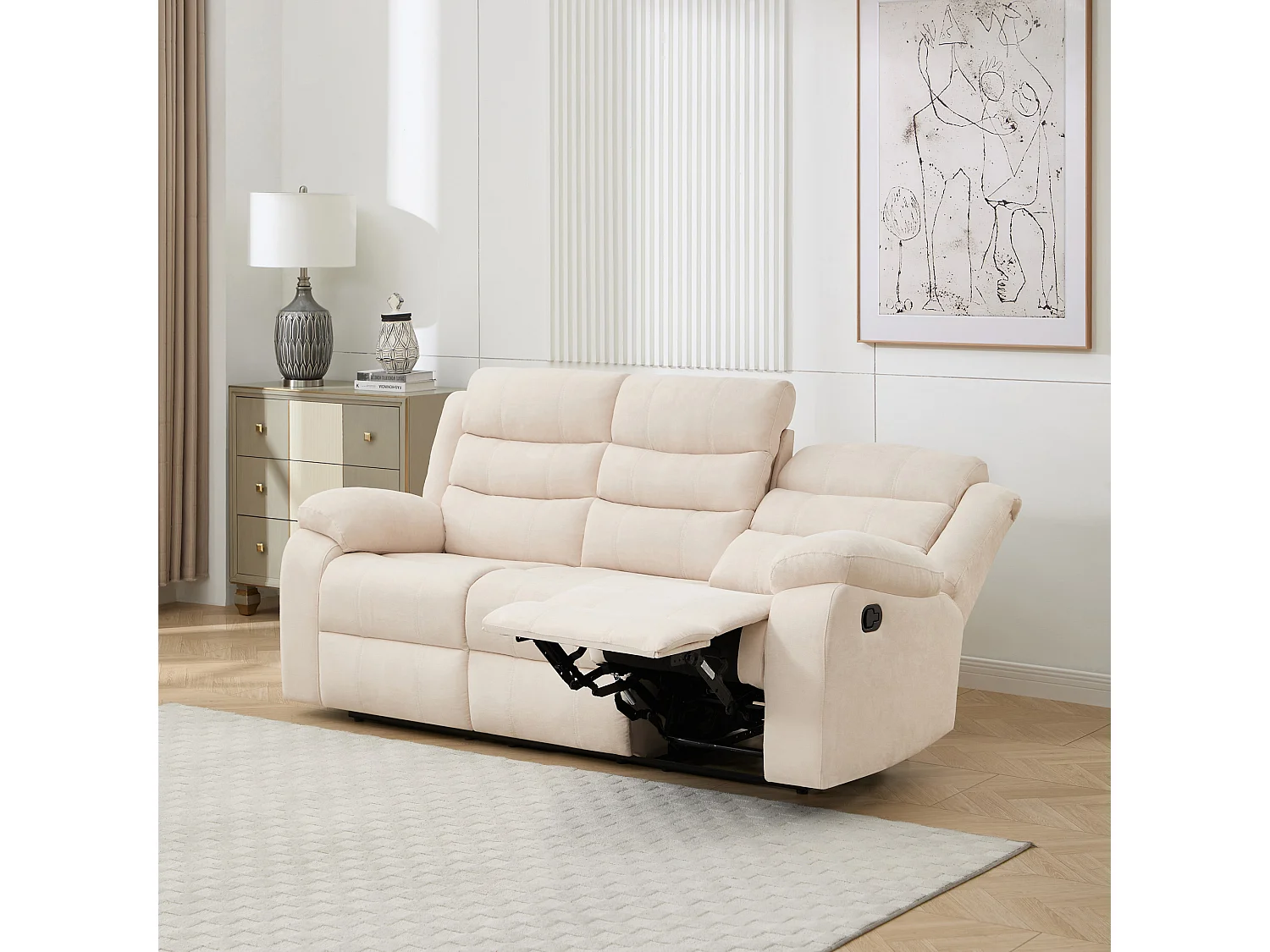 Boston 3 Seater Fabric Manual Recliner Sofa