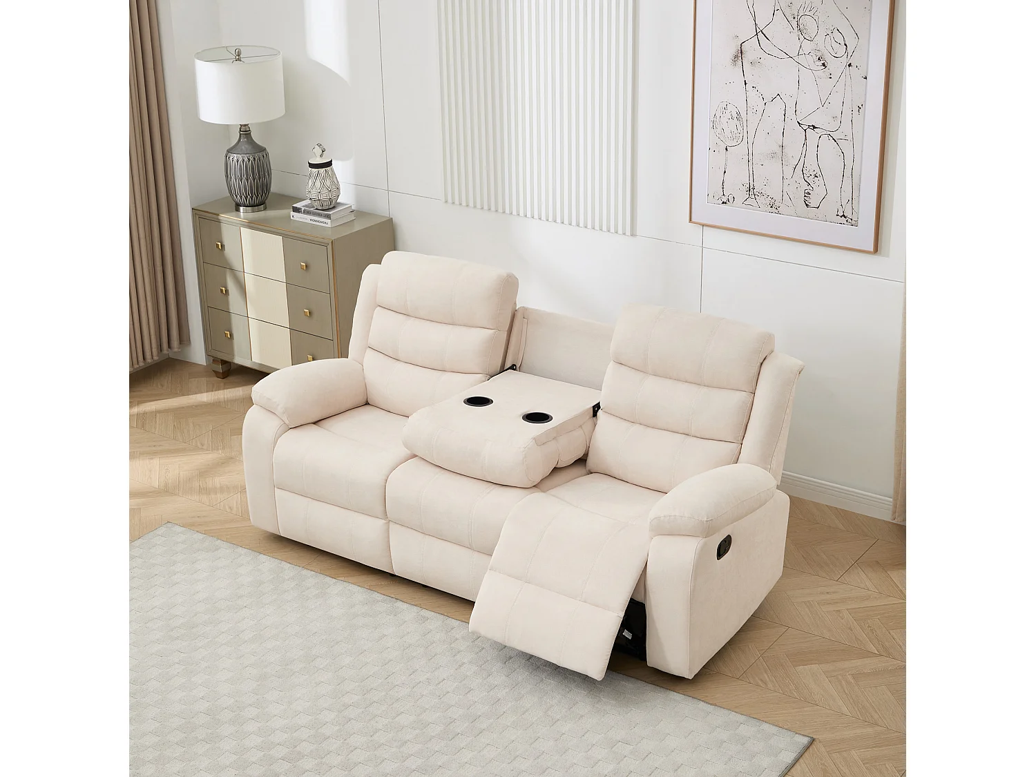 Boston 3 Seater Fabric Manual Recliner Sofa