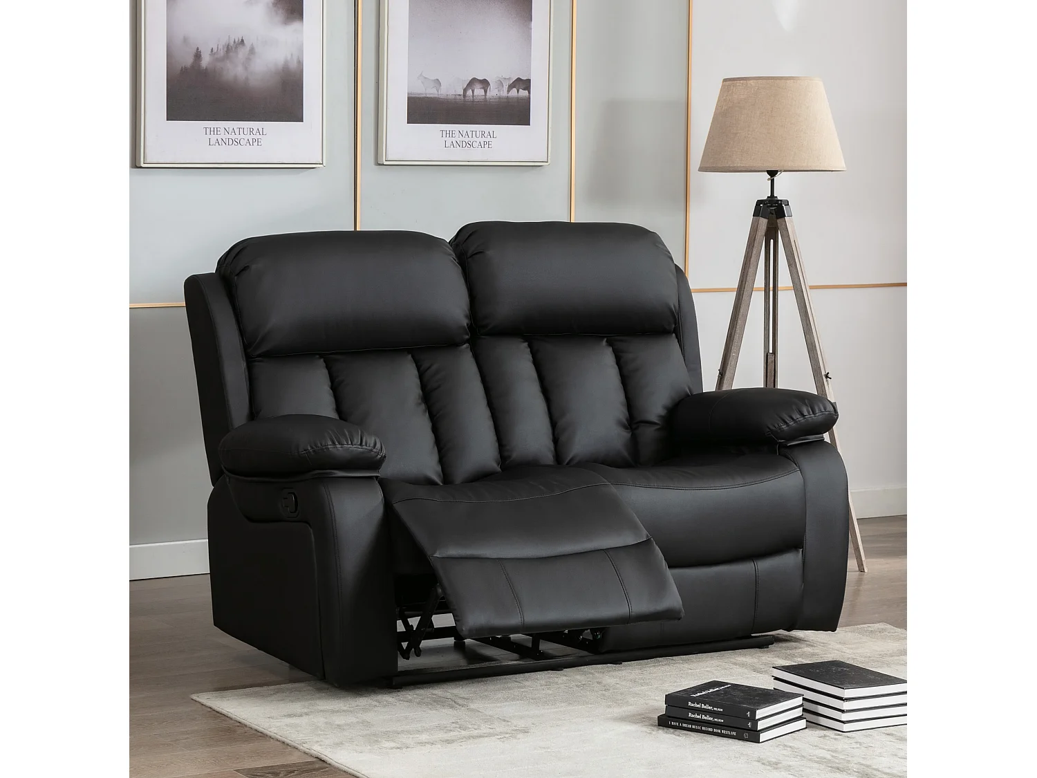 Chester 2 Seater Manual High Back Bonded Leather Recliner Sofa