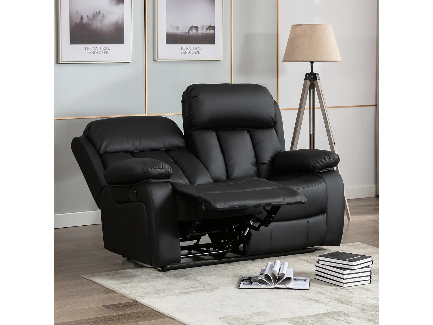 Chester 2 Seater Manual High Back Bonded Leather Recliner Sofa