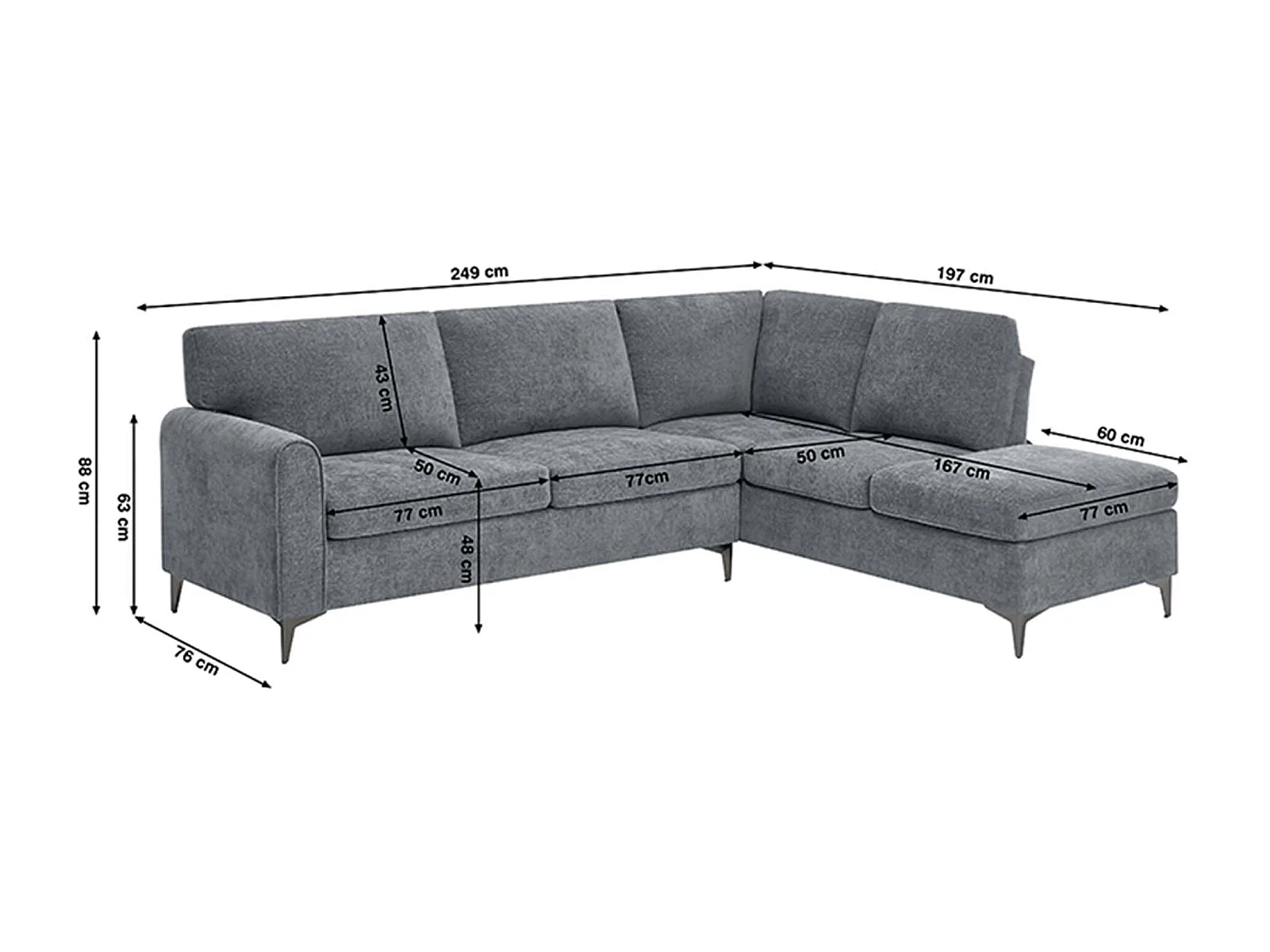Roma 4 Seater Fabric Corner Sofa