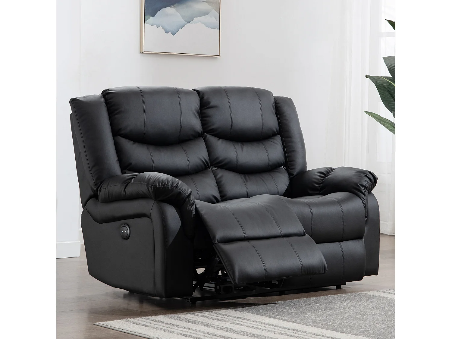 Seattle 2 Seater Electric High Back Bonded Leather Recliner Sofa