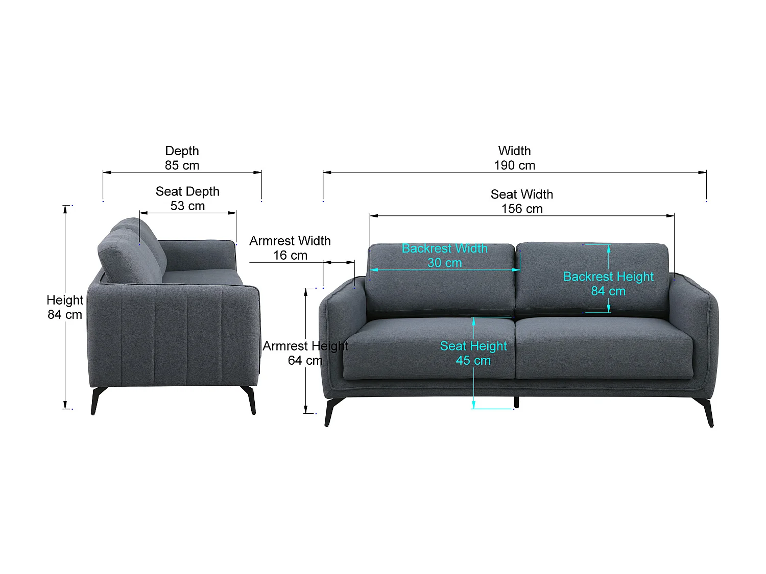 Oslo Modern Scandi Style Fabric Living Room 3 Seater Sofa