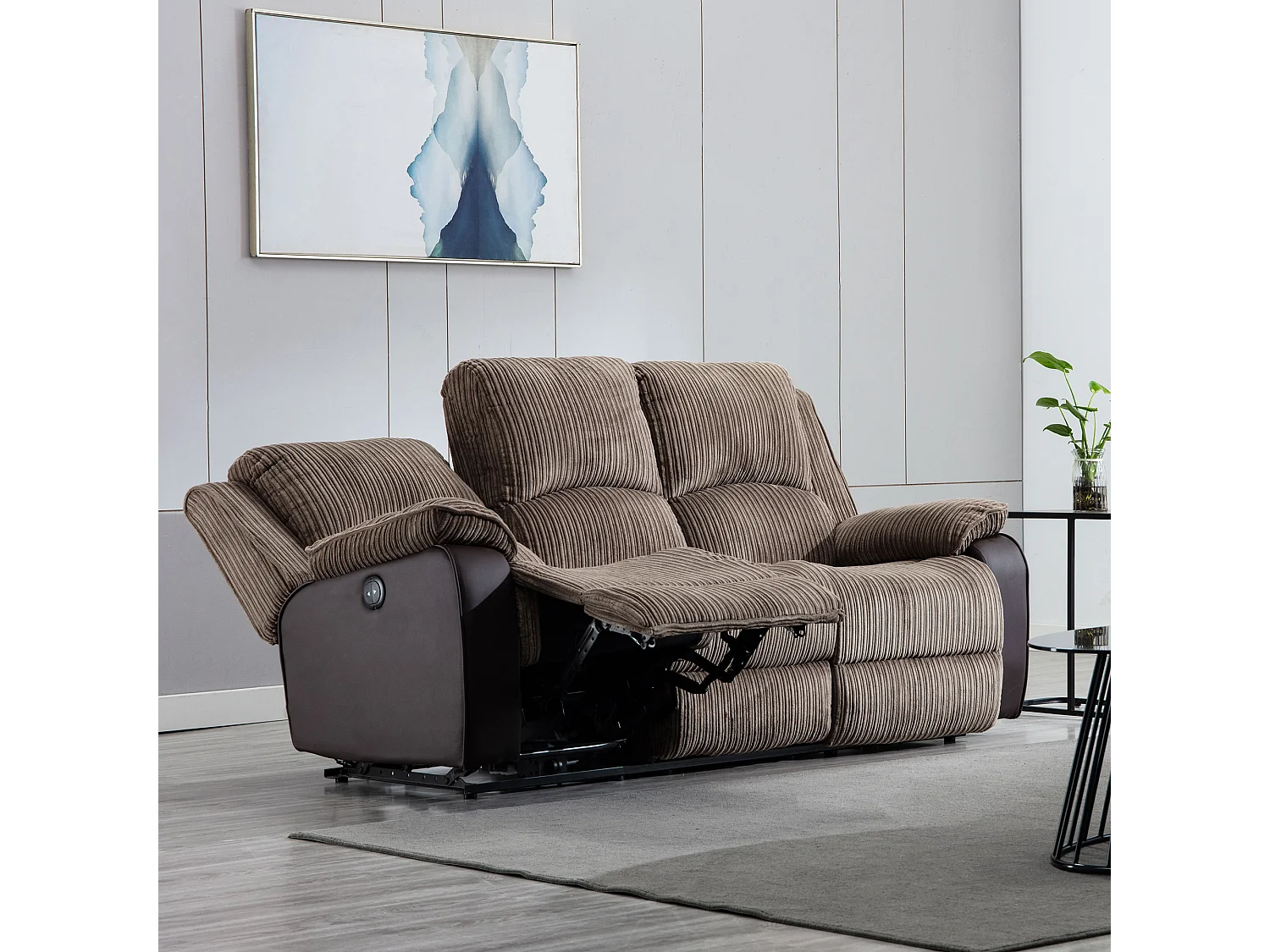 Postana 3 Seater Electric High Back Jumbo Cord Fabric Recliner Sofa