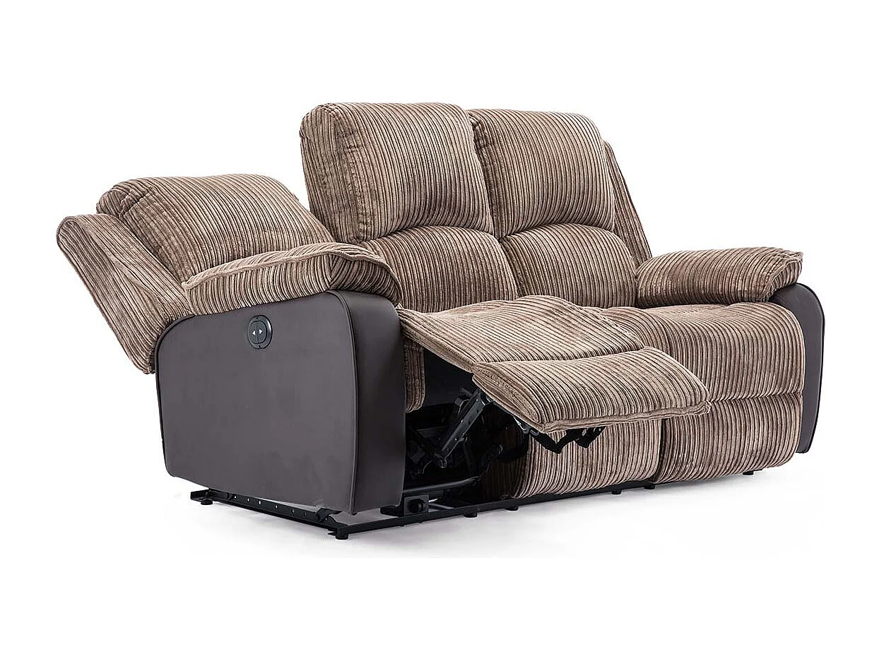 Postana 3 Seater Electric High Back Jumbo Cord Fabric Recliner Sofa
