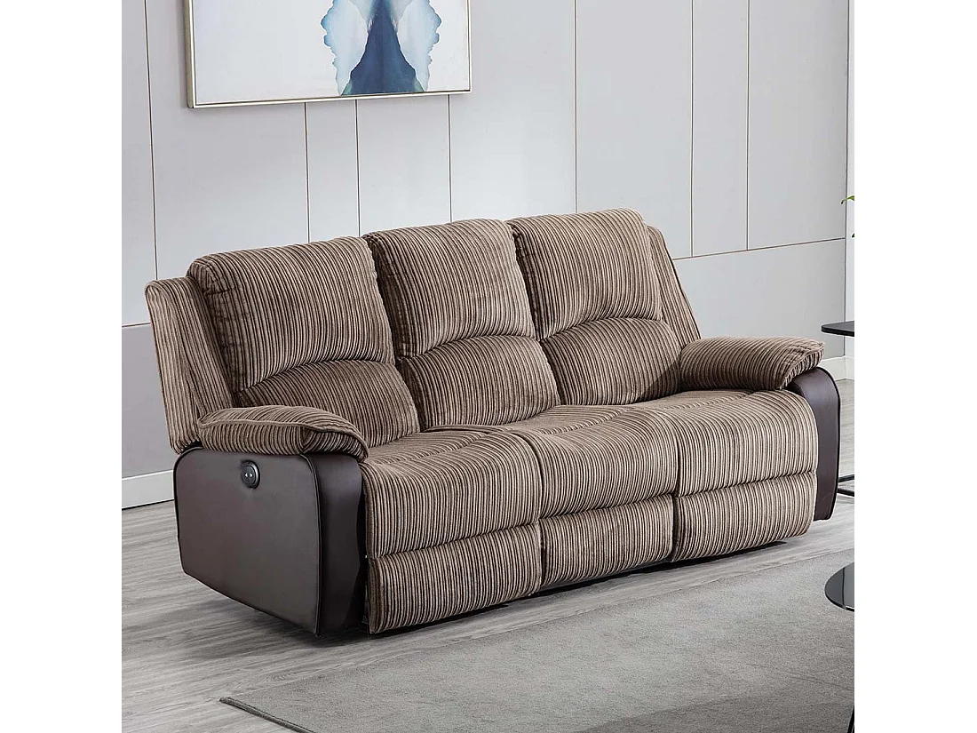 Postana 3 Seater Electric High Back Jumbo Cord Fabric Recliner Sofa