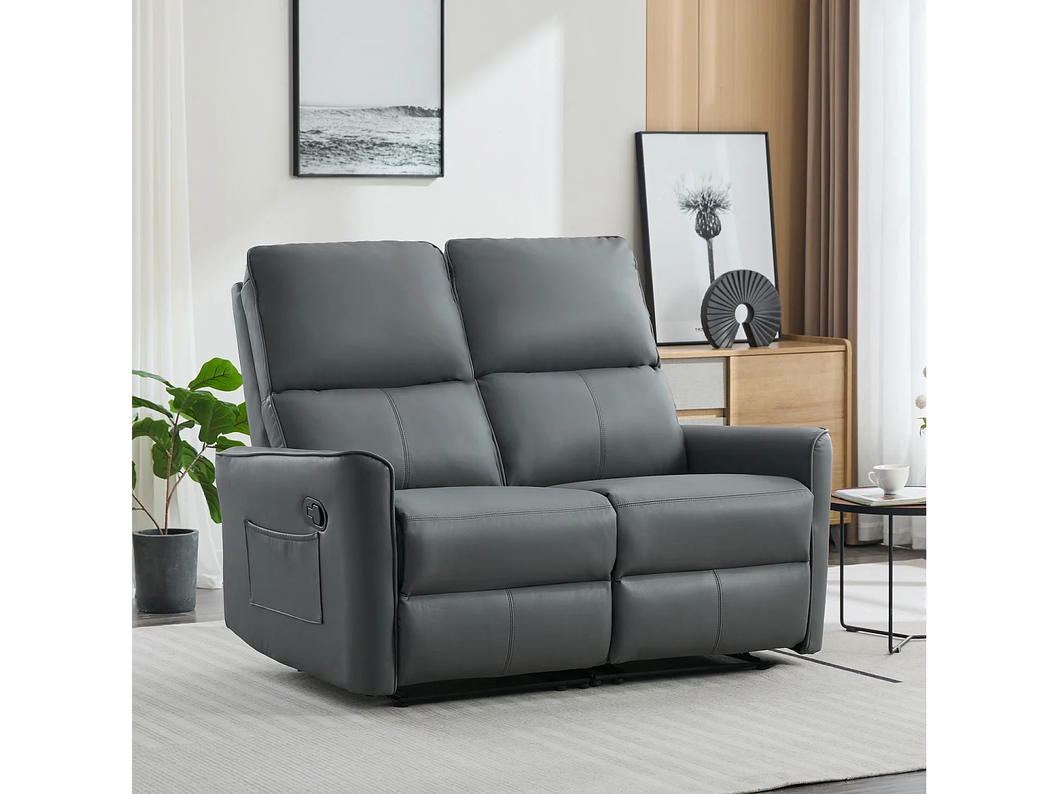 Madrid 2 Seater Manual Air Leather Recliner Sofa