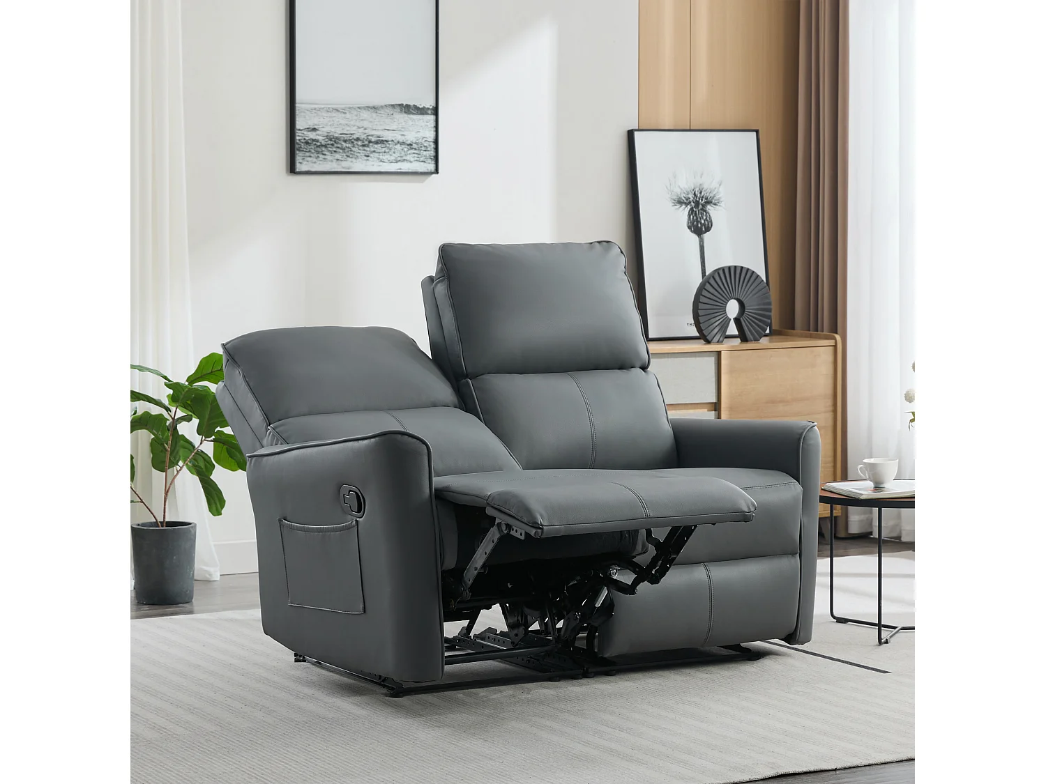 Madrid 2 Seater Manual Air Leather Recliner Sofa