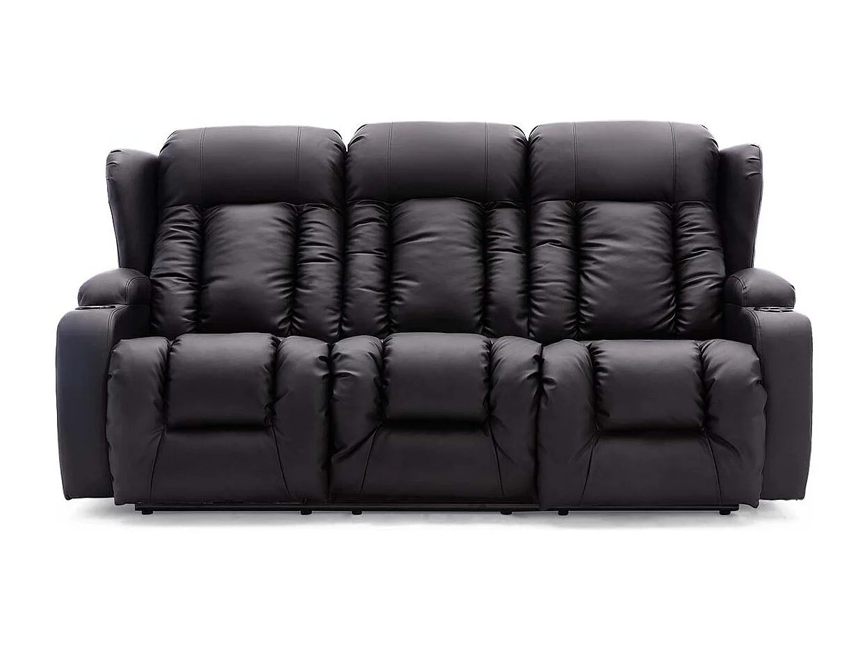 Caesar 3 Seater Electric High Back Bonded Leather Recliner Sofa