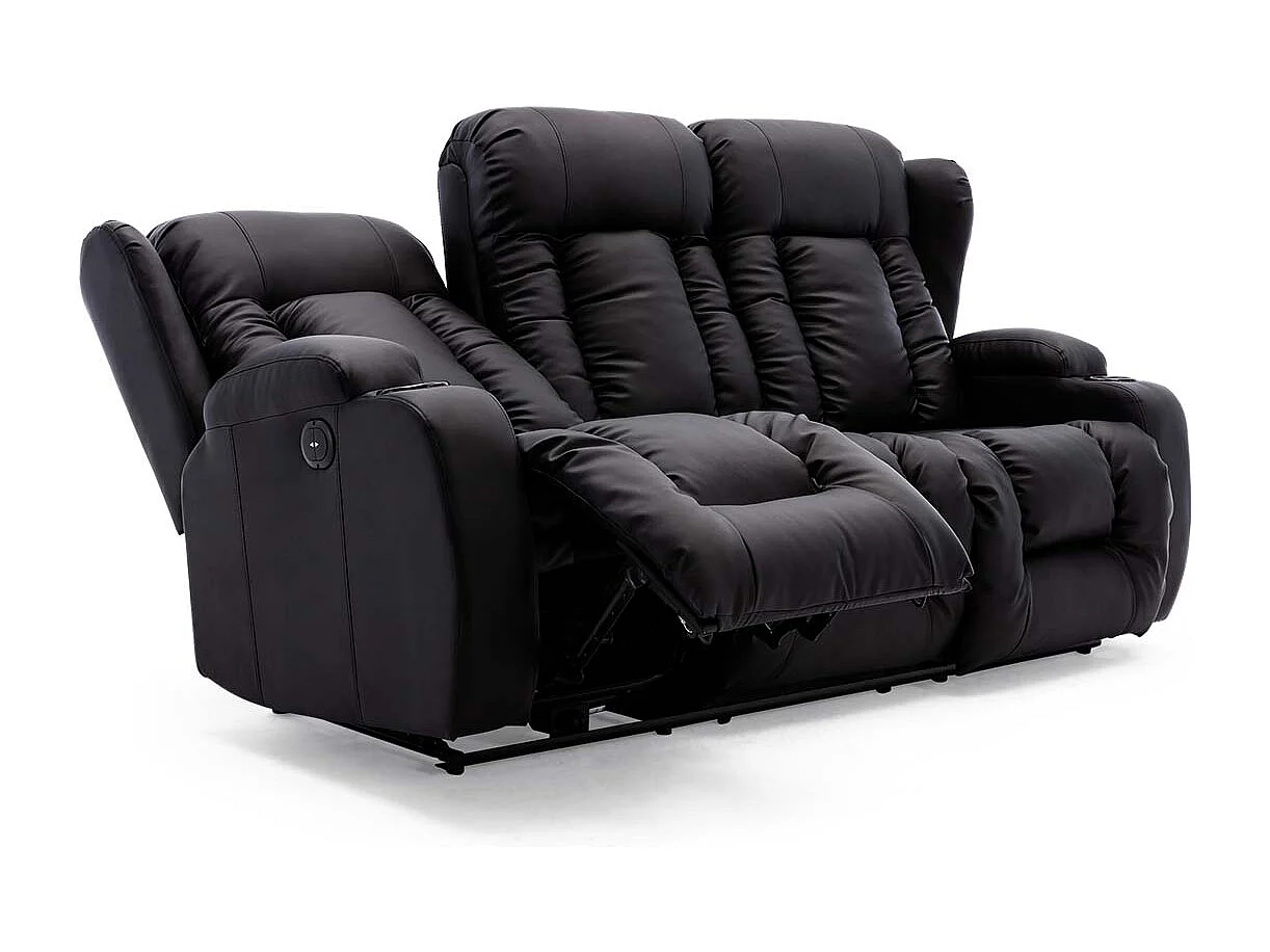 Caesar 3 Seater Electric High Back Bonded Leather Recliner Sofa