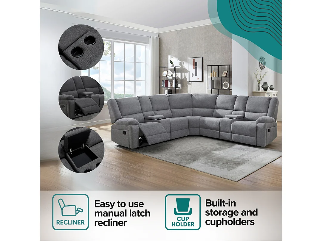 Praga Corner Fabric Recliner Sofa