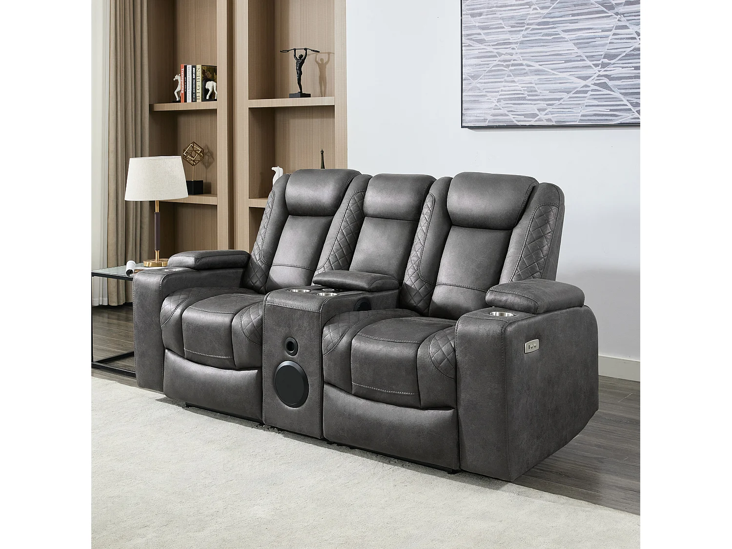 Ashton Electric Recliner 2 Seater Sofa Technology Fabric With Speakers & USB-C Charging