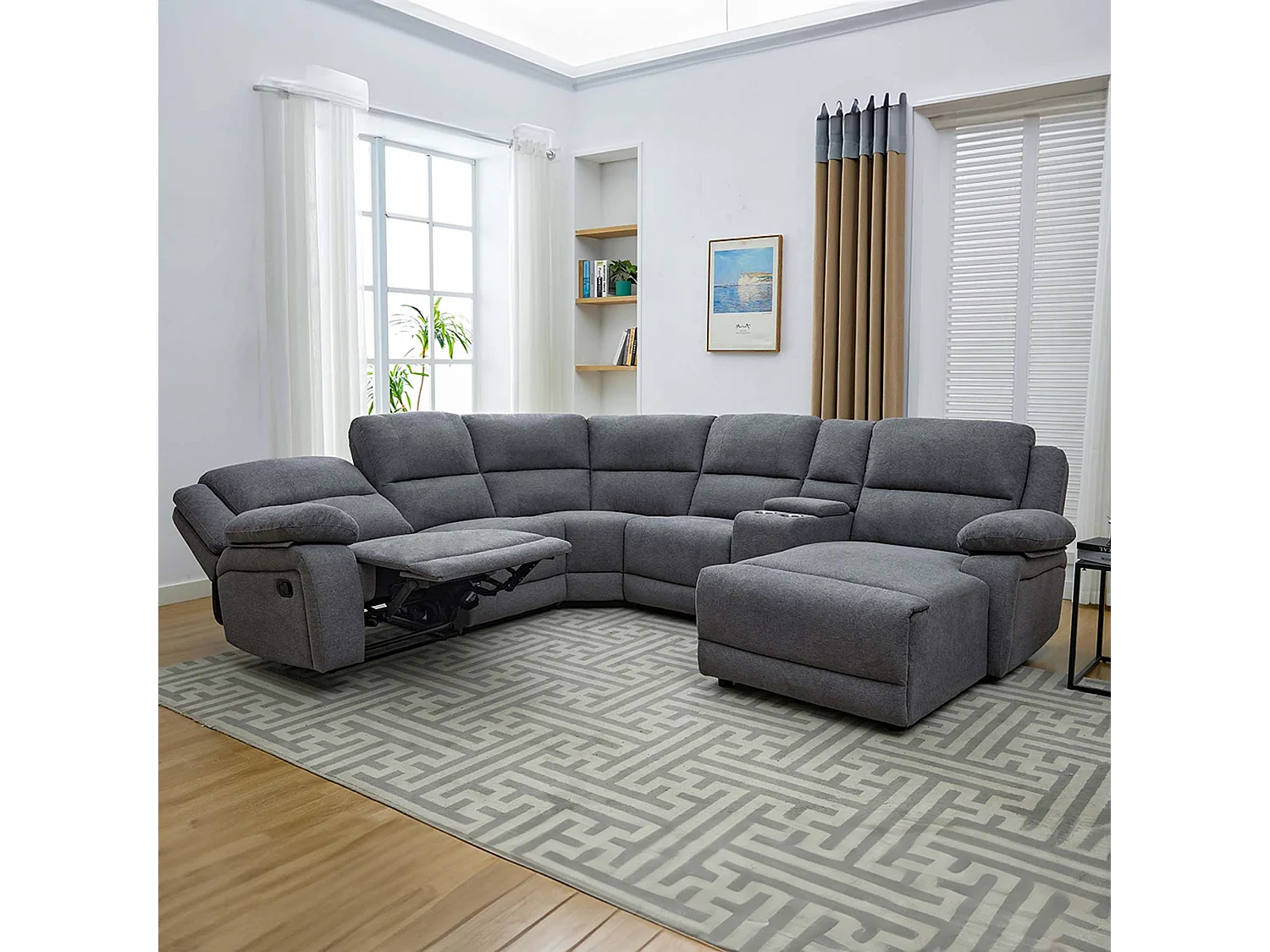 Dublin 5 Seater Fabric Corner Recliner Sofa