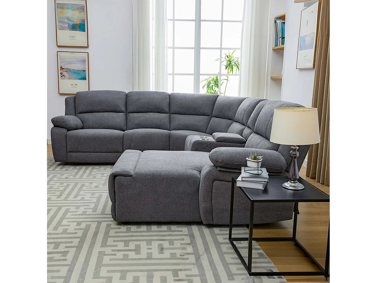Dublin 5 Seater Fabric Corner Recliner Sofa
