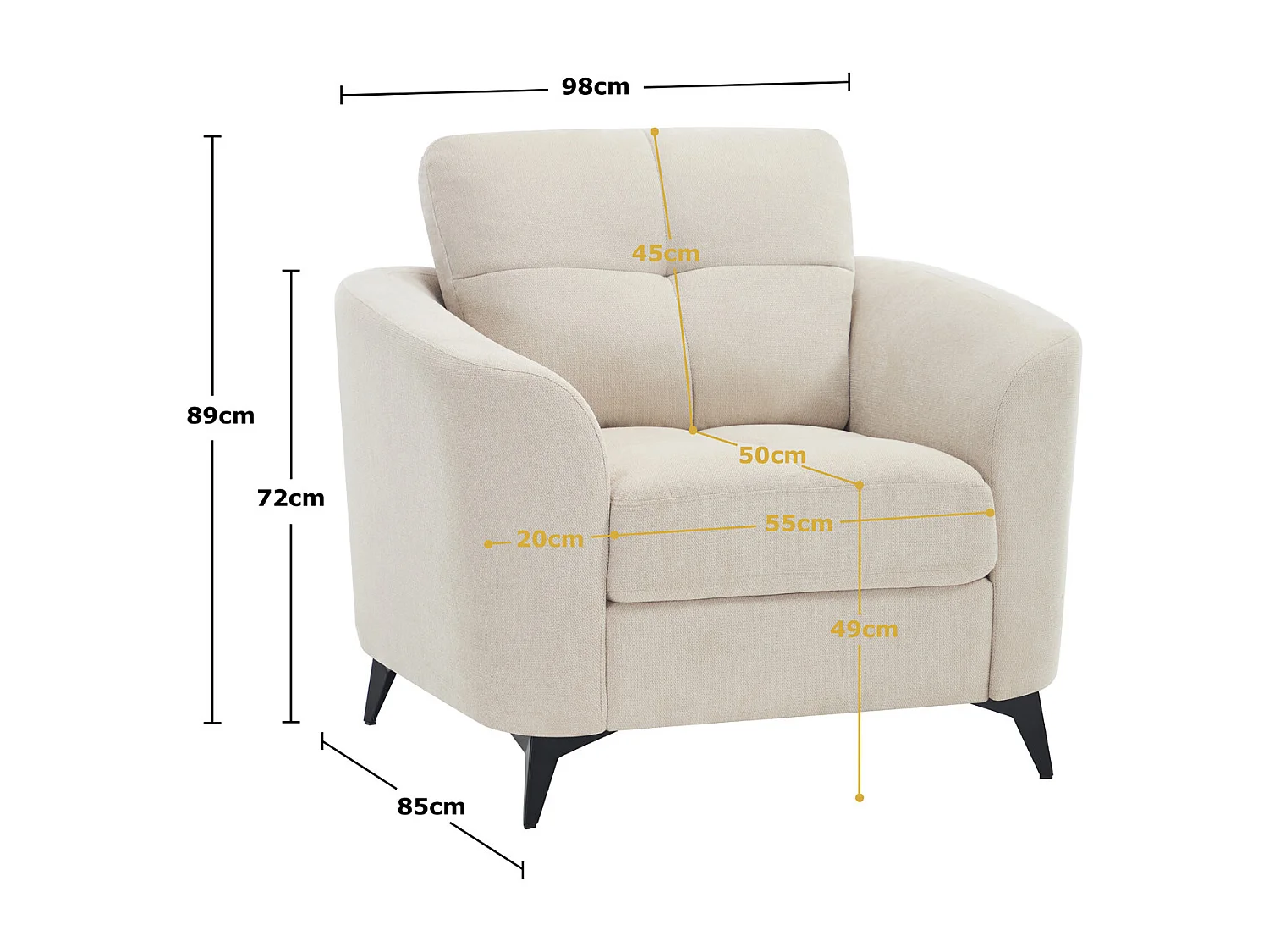 Solna Modern Scandi Style Fabric Living Room Chair