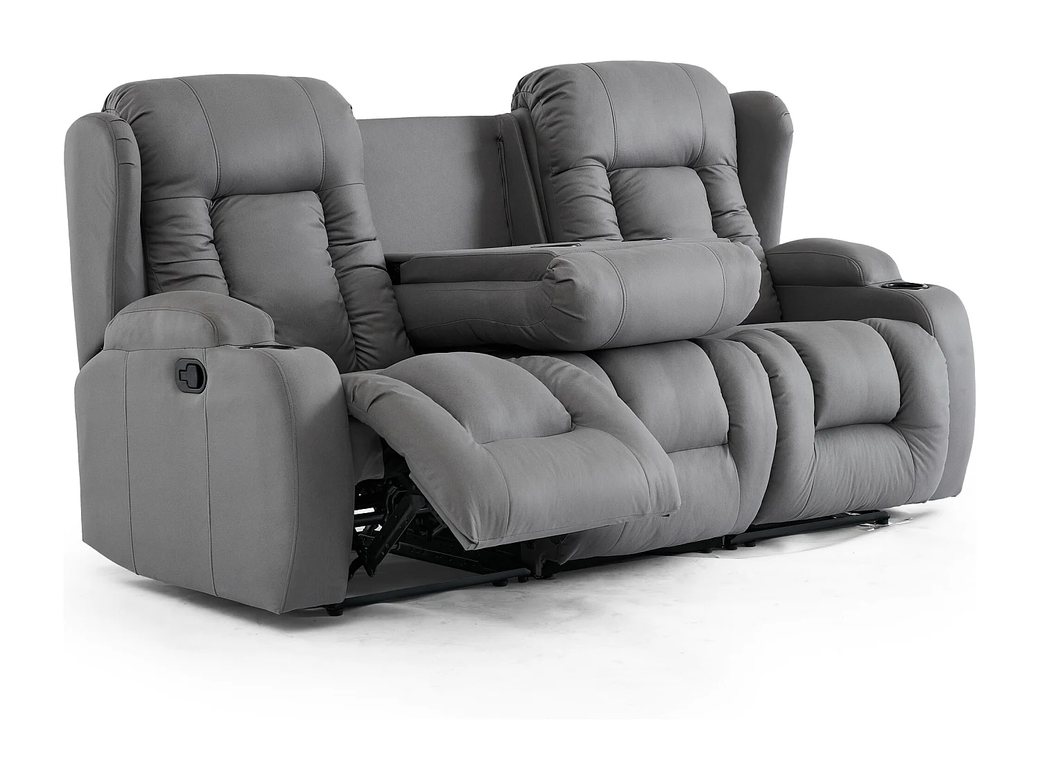 Caesar 3 Seater Grey Technology Fabric Modern Manual Recliner Sofa