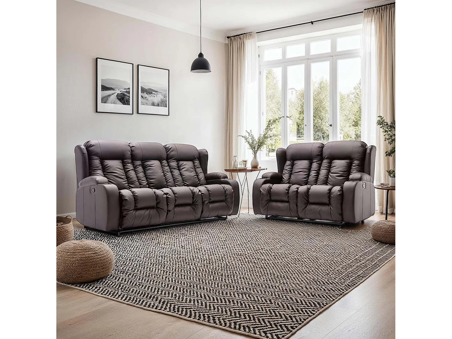 Caesar Manual Recliner Bonded Leather 2+3 Seater Sofa Set