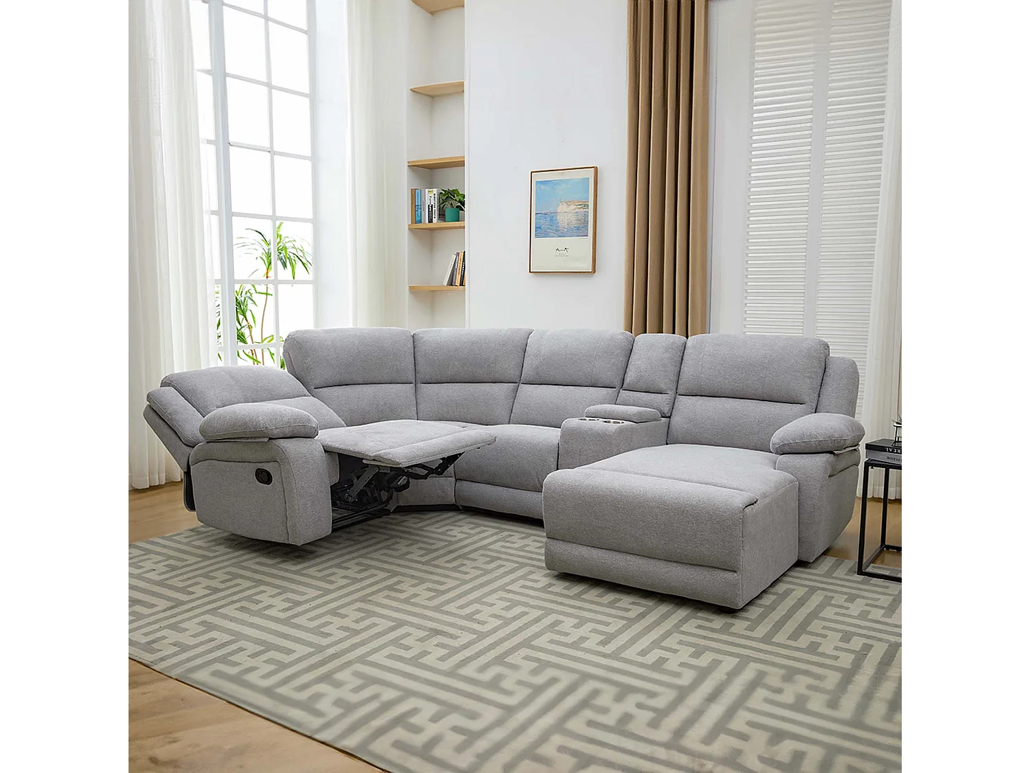 Dublin 4 Seater Fabric Corner Recliner Sofa