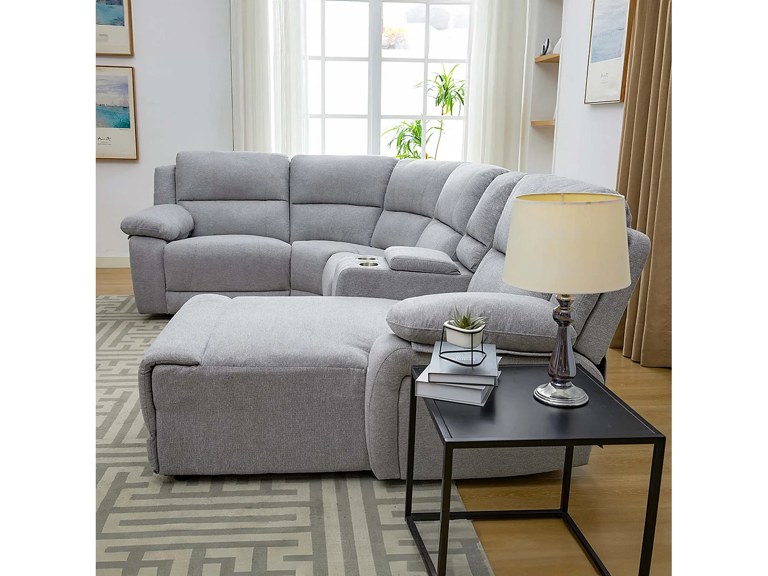 Dublin 4 Seater Fabric Corner Recliner Sofa
