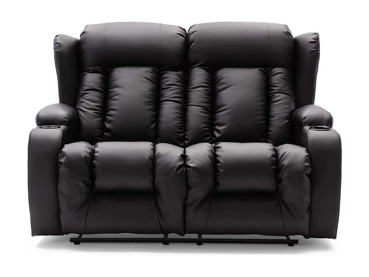 Caesar 2 Seater Manual High Back Bonded Leather Recliner Sofa