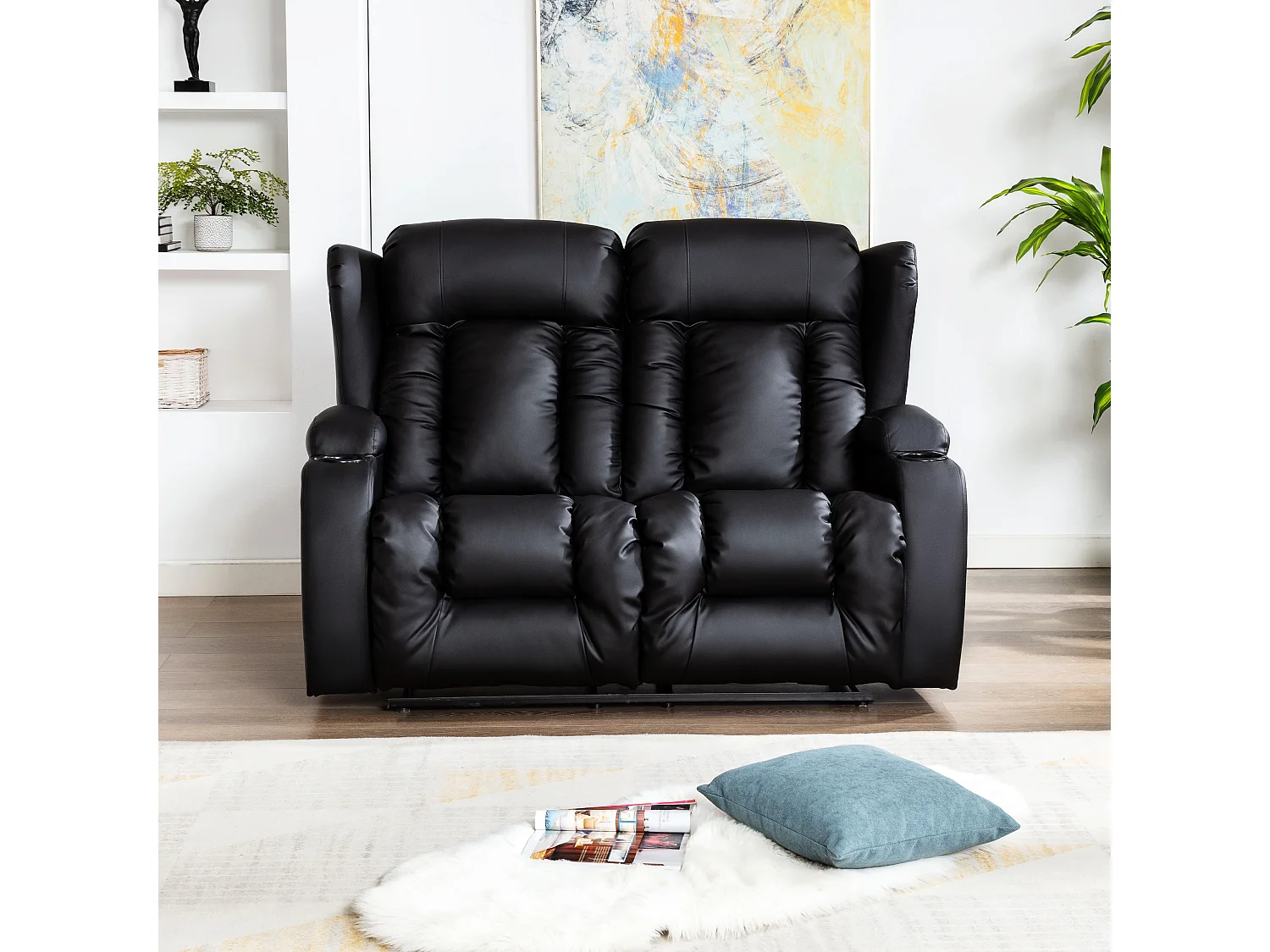 Caesar 2 Seater Manual High Back Bonded Leather Recliner Sofa