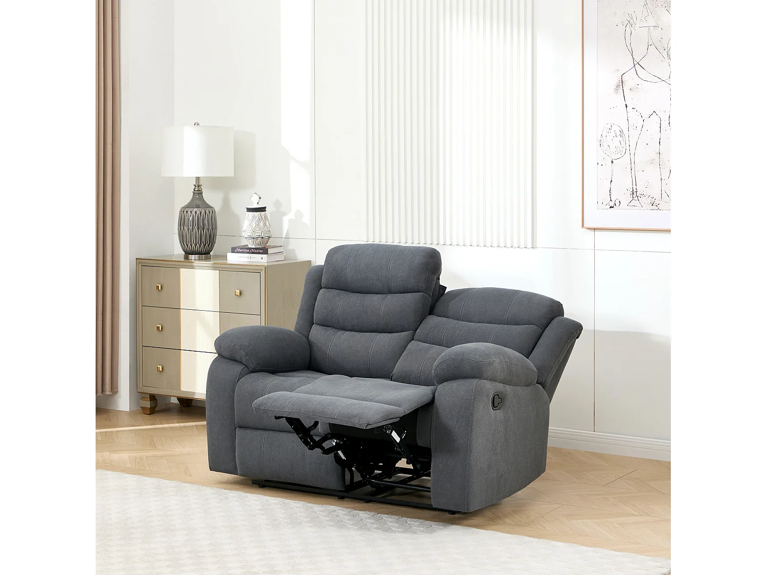 Boston 2 Seater Fabric Manual Recliner Sofa