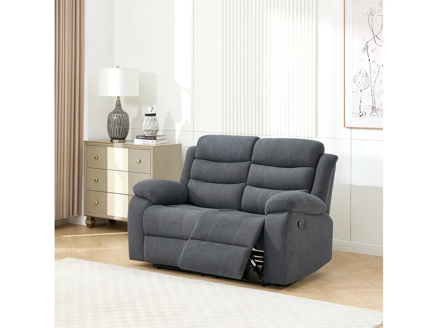 Boston 2 Seater Fabric Manual Recliner Sofa