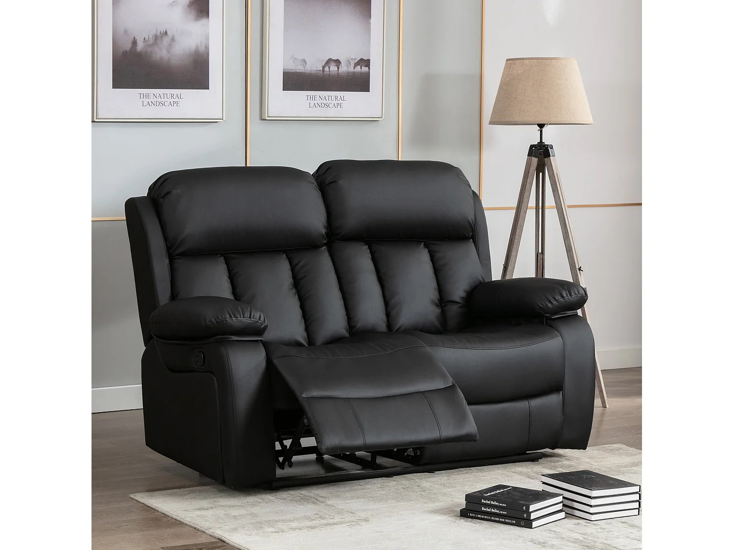 Chester 2 Seater Manual High Back Bonded Leather Recliner Sofa