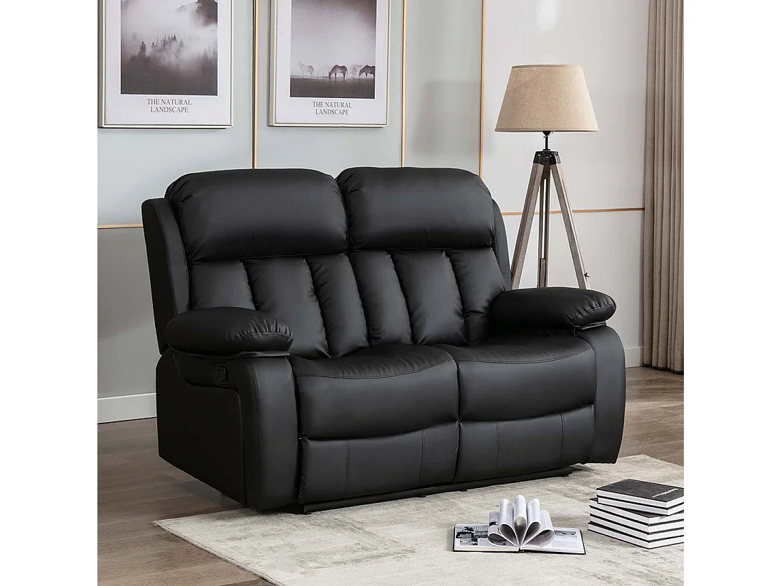 Chester 2 Seater Manual High Back Bonded Leather Recliner Sofa