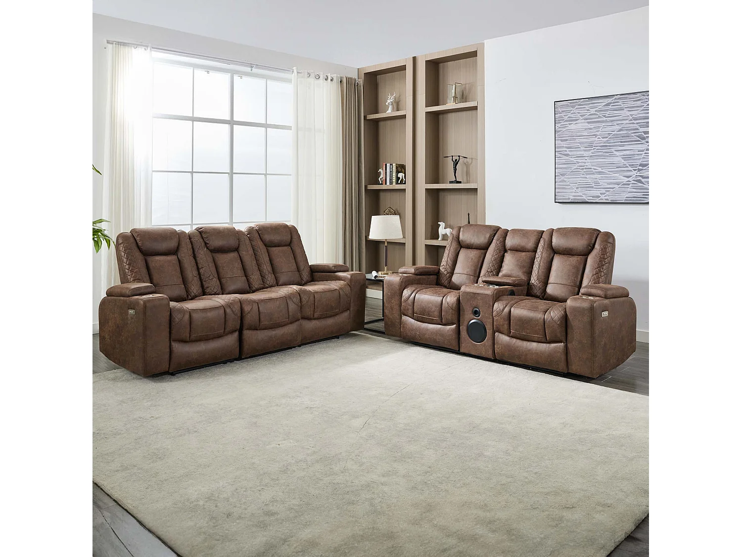 Ashton Electric Recliner 2+3 Seater Sofa Set Technology Fabric With Speakers & Usb-C Charging