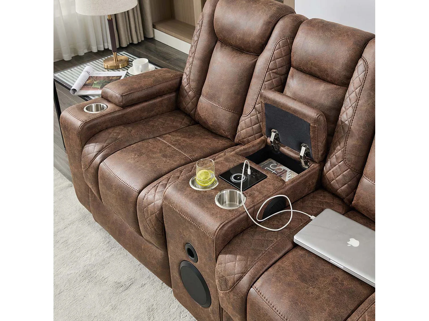 Ashton Electric Recliner 2+3 Seater Sofa Set Technology Fabric With Speakers & Usb-C Charging